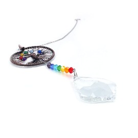 Tiardey Hanging Crystals Rainbow Wind Chime Pendant - Life Tree Crystal Pendant Rainbow for Window, Garden, Home Decoration - Black