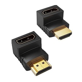 Pencilupnose 2 Pack HDMI to HDMI Adapters, 90 & 270 Degree HDMI Adapter for TV, Projector, Monitor, Male to Female 4K 3D Full HD Gold Plated
