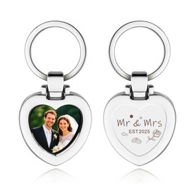 Wedding Gifts for Newlyweds Photo Frame Keychain for Couples Wedding Keepsake for Wife Husband Wifey Hubby Wedding Shower Gifts for Bride Groom Picture Frame Key Chain Charm for Couple Decor