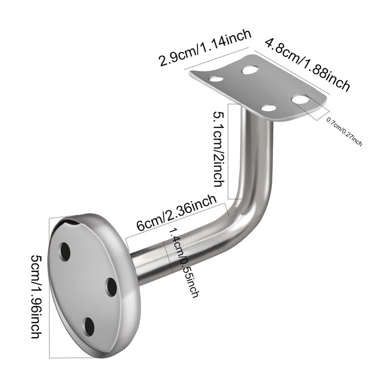 ZOENHOU 12 Pack Stainless Steel Handrail Brackets, Curved Handrail Brackets