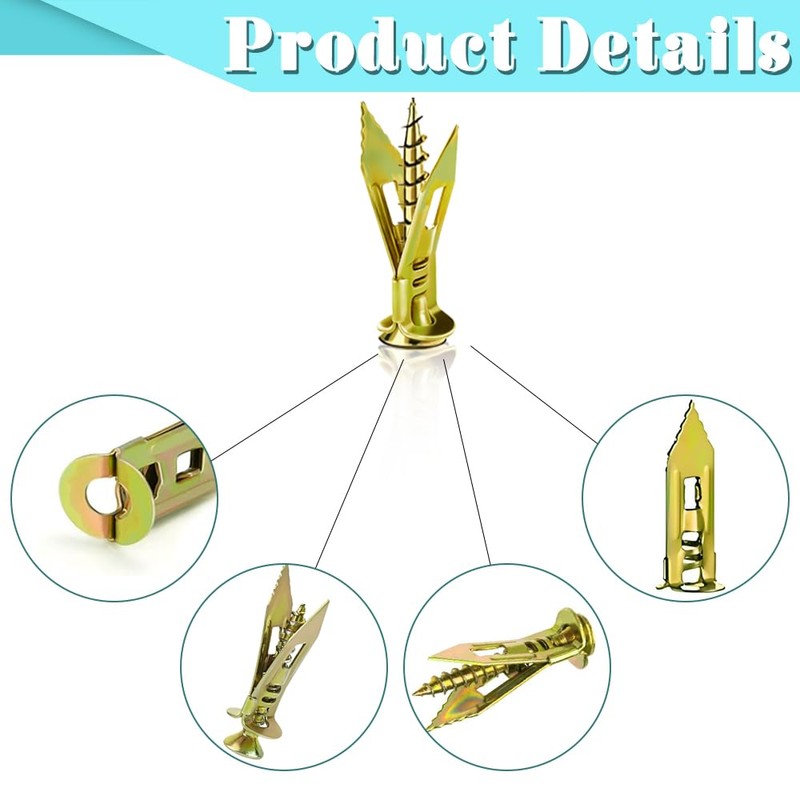 80 Pcs Self-Drilling Anchors, Anchor(0.47X1.57inch) and Screws for Heavy Duty,