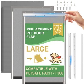 3-Flap Dog Door Replacement Insulated Flap with Clamp, Metal Bracket and Screws, Compatible with Large PetSafe Extreme Weather Aluminum Pet Door, PAC11-11039 10 1/8" X 16 7/8" (Smoky Translucent)