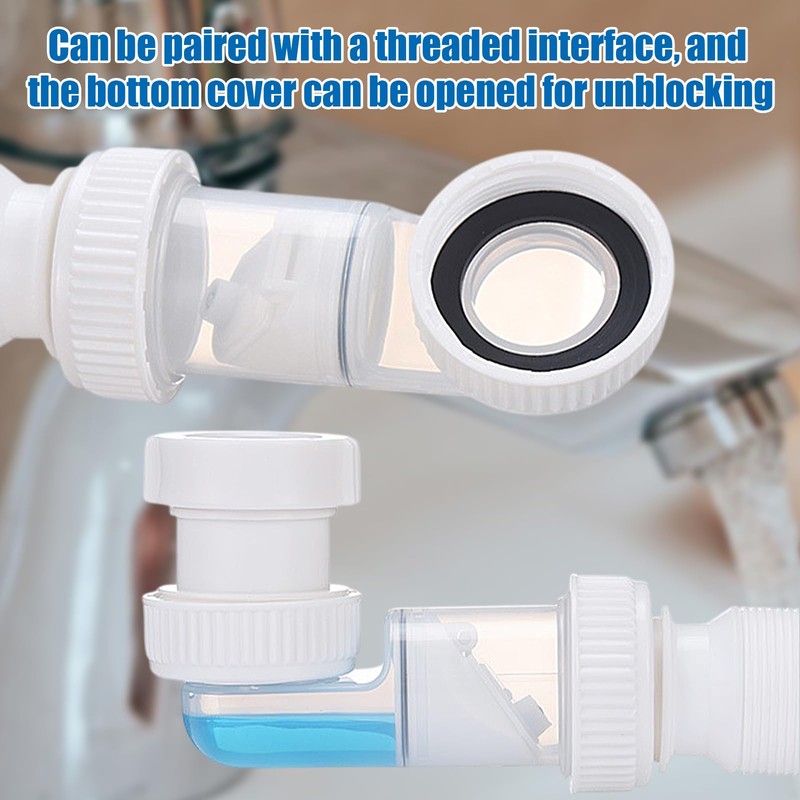 iKALULA 1 1/4 Inch Sink Siphon, Space-Saving Siphon, 360° Adjustable,