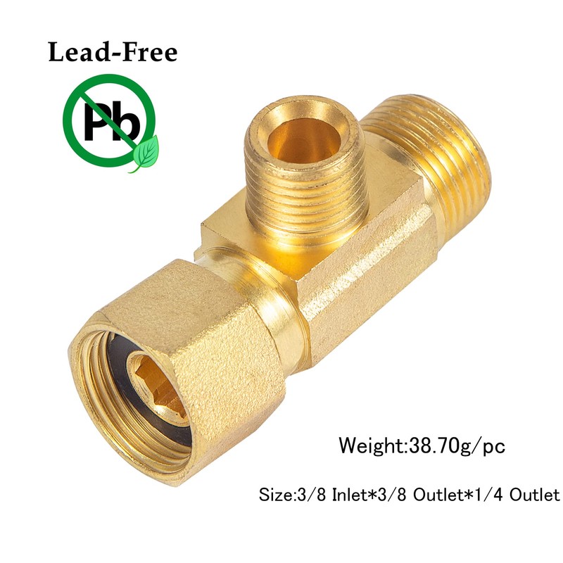 Breezliy Brass Angle Stop Add-A-Tee Valve 3/8" Compression Inlet by