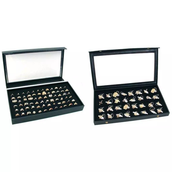 FindingKing Jewelry box Display Case w/ Ring Foam & Clear