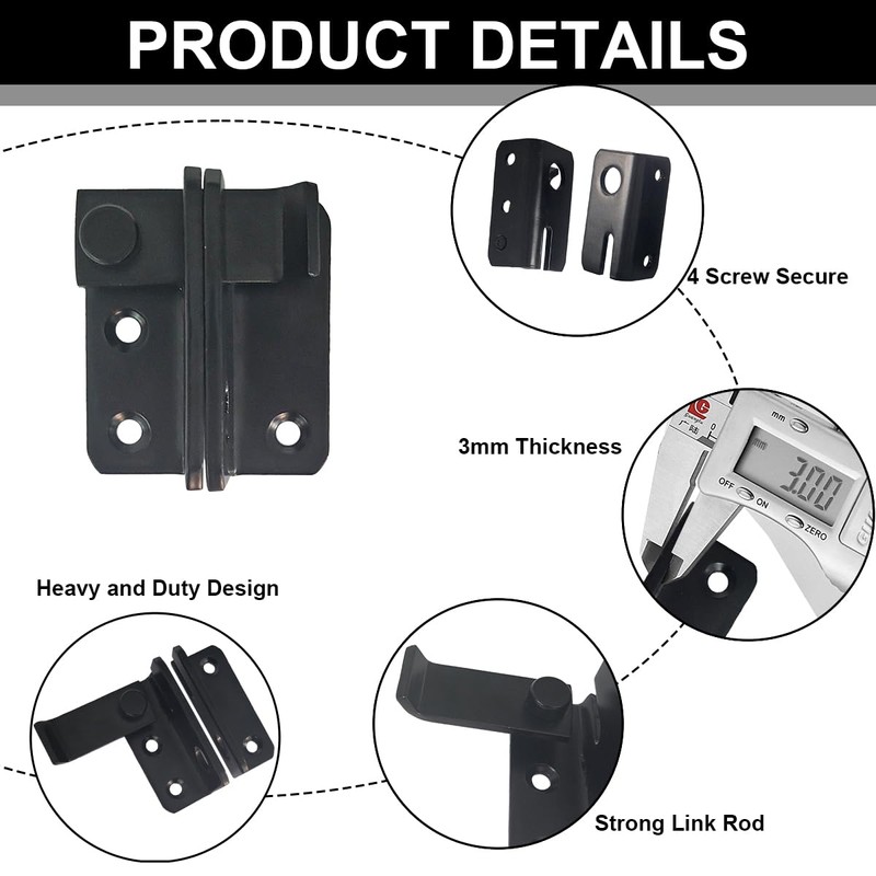 Ruayia Door Lock Deadbolt, Small Stainless Steel, Sliding Bolt with