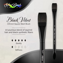 Silver Brush Limited 3008S-3/4 Black Velvet Square Wash Paintbrush for Watercolor, Gouache, Inks, & Dyes, Size 3/4 Inch, Short Handle