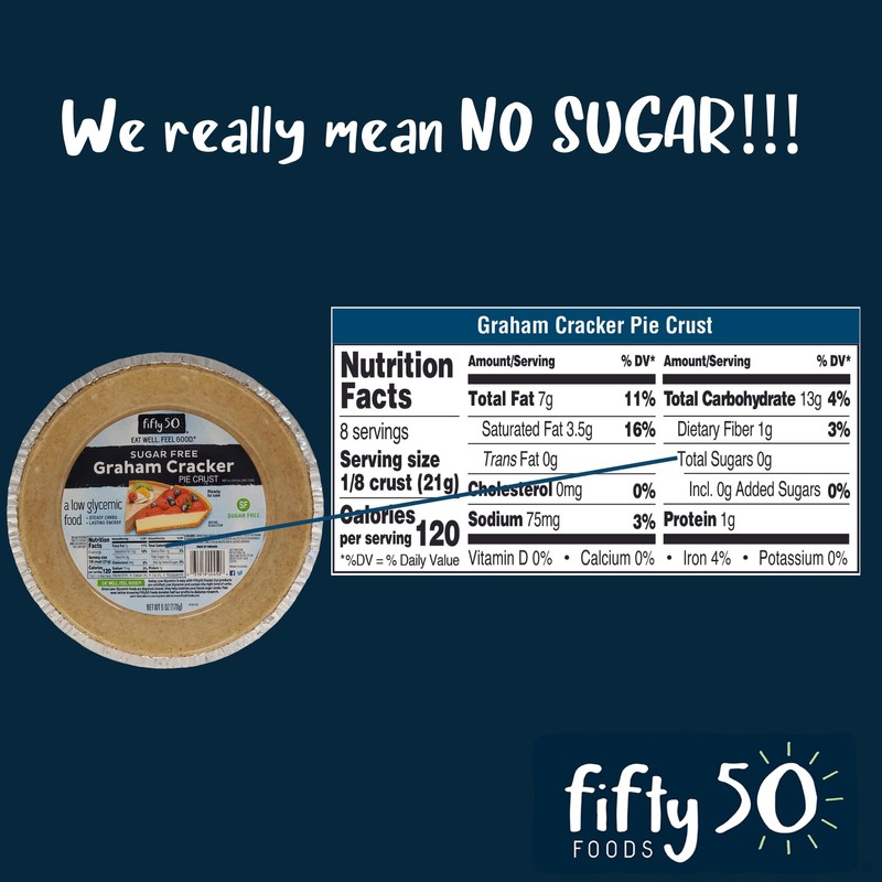 Fifty50 Graham Cracker Pie Crust Sugar-Free No Bake for Pumpkin