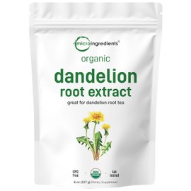Organic Dandelion Root Tea Powder, 8oz | Up to 220 Servings | Premium Source for Daily Beverage | 100% Pure Dandelion Supplement | Caffeine Free, Non-GMO, No Sugar, Eco-Friendly Recyclable Bags