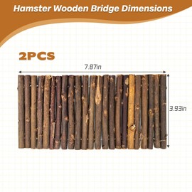 Kathson Hamster Toy, Wooden Hamster Ladder Bridge Tunnel Hide, Hamster Cage Accessories for Chinchillas, Guinea Pigs, Hamsters, Mouse, Rat, Ferre, Rodents, Natural Hiding Place for Small Animals