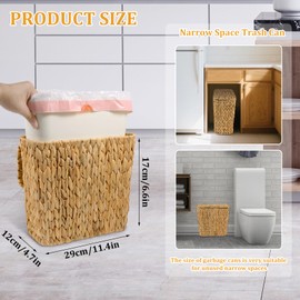 ZUNKNOD Wicker Trash Can with Lid and Liner, Handwoven Wicker Waste Basket, Water Hyacinth Bathroom Trash Can, Boho Rattan Garbage Wastebasket for Bedroom Home Living Room Office Kitchen, 2 Gallon