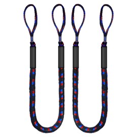6FT Bungee Dock Line for Boats – Extra-Long Elastic Mooring Rope with Loops – Heavy-Duty Tie-Down for Pontoon, Yacht, Jet Ski (Black/Red/Blue)