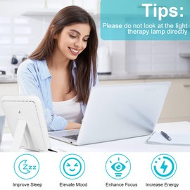 AOGOE Daylight Lamp, Simulation of Daylight, 16000 Lux Light Intensity with 10 Brightness Levels, 3 Colour Temperatures and 6 Timers, UV-Free Touch Control Sunlight Lamp with Memory Function