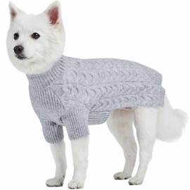 Blueberry Pet Classic Fuzzy Knit Dog Sweater, Heather Grey Turtle-Neck Christmas Sweater, Dog Clothes & Pajamas, Small Dog Sweaters for Girls, 12" Back Length, Cozy Dog Accessories