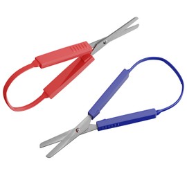 2 Pcs Loop Scissors Adaptive Scissors Left Hand Scissor Set Self-Opening Safety Scissors Easy-Open Squeeze Handle for Children, Adults, and Schools Special Needs