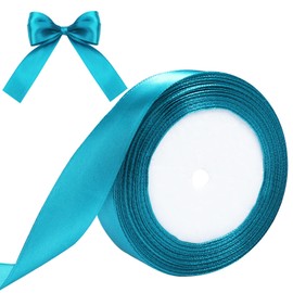 Hiswan Turquoise Ribbon for Gift Wrapping, 1 inch Polyester Satin Hair Ribbons for Flower Bouquet, Weeding Decoration, Baby Shower, Crafts Bows Fabric Christmas Ribbon 25 Yards
