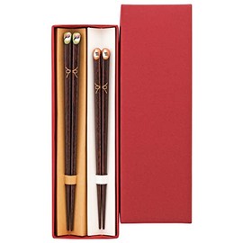 Sunny Life Design 265243 Wakasa Lacquered Chopsticks Natural Wood Couple Chopsticks 9.1 inches (23 cm), 8.3 inches (21 cm), 2 Pairs Set, Gift, Good Friend Booksticks, Made in Japan