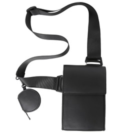 FULONEEI Leather Small Crossbody Bags for Women Men Trendy Cell Phone Bag with mini earphone bag Wallet Purses, Black