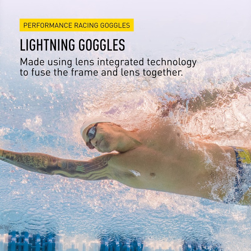 Finis Lightning - Gafas de natación (Adulto, Negro, Negro, Transparente,