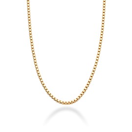Miabella Solid 18K Gold Over 925 Sterling Silver Italian 1mm Box Chain Necklace for Women, Made in Italy (Length 16 Inches (X-Small))