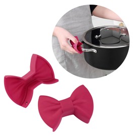 QIANQJL 2 Pieces Silicone Finger Protector Heat Insulation Clip Silicone Bowknot Clip Oven Gloves for Safe Cooking and Baking, Pink