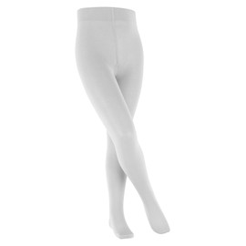 FALKE Unisex Kids Cotton Touch K TI Opaque Plain 1 Pair Tights, White (White 2000), 6-8.5