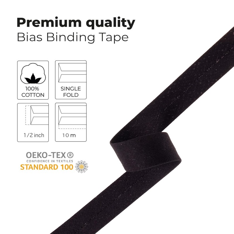 Shelver 1/2 inch 13mm Bias Binding Tape for Sewing, Bias