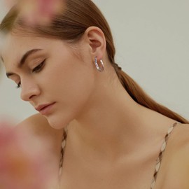 Colorful Gold Earrings for Women, 18K Gold Plated Rainbow Hoop Earrings, Dainty Huggie, Hypoallergenic Cubic Zirconia Earring, Brass, No Gemstone