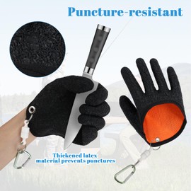 Jeqqinuz 1 Pair Fishing Gloves Fishing Accessories Pike Gloves Puncture Resistant Anti Cut Bite Resistant Gloves Waterproof with 2 Magnetic Buckle Fishing Accessories for Catfish Fishing, Pike, Zander
