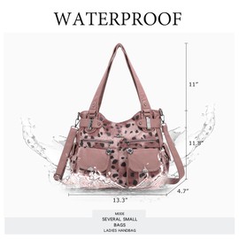 Angelkiss Soft Handbags Purses for Women Large Satchel Shoulder Bags 5739/1 (leopard pink)