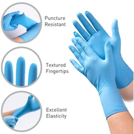 ESTAS Nitrile Gloves - 4 Mil Thick Disposable Gloves - Textured Fingertips, Extra Durable - 100 Pack, Medium