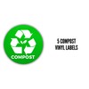 Compost Bin Vinyl Stickers for Kitchen and Outdoor Bins 5in