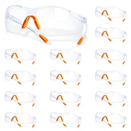 dafuhao 15 Pack of Safety Industrial Goggles, Anti Scratch Spectacles Glasses with Clear Lenses and Rubber Nose Grips for DIY, Lab, Welding, Grinding, Cycling,Laboratory