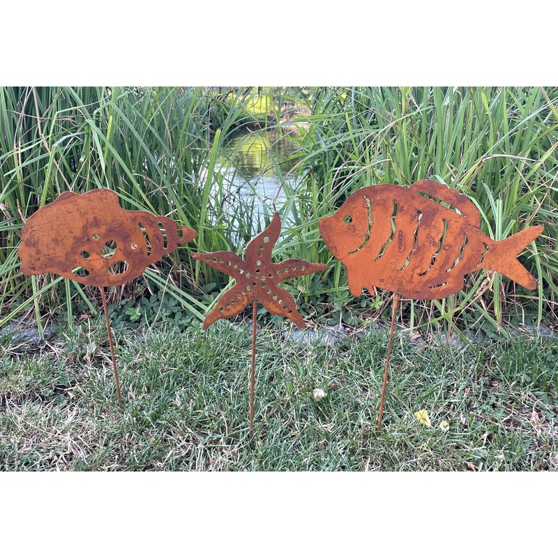 LB H&F Set of 3 Garden Stakes, Maritime Decorative Garden