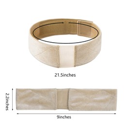 2PCS Grip Bands, Elastic Lace and Velvet Wig Head Hair Bands, Non Slip Wig Headband - Comfort Thin Women Hair Cap Adjustable Scarf for Wigs（Beige and Brown)