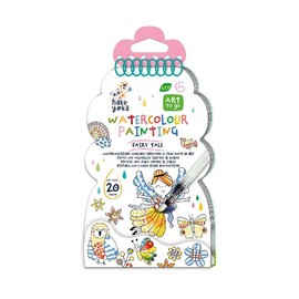 Haku Yoka 6303123 Water Colouring Book, Fairy Tales Ring Binder with 20 Tear-Off Pages for Colouring Including Water Colouring Pen, Travel Colouring Book for Children from 3 Years