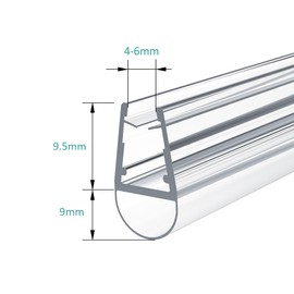 EMKE Duschdichtung für 4–6 mm Glas | 2er Set Ersatz-Dichtung 600 mm für gerade Duschtür | Wasserabweiser mit flexibler Gummilippe für Duschkabine