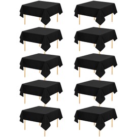 fani 10 Pack Square Tablecloth 52 x 52 Inch, Black Tablecloth for Square Table, Stain and Wrinkle Resistant Washable Polyester Table Cloth, Decorative Fabric Table Cover for Wedding Buffet Parties