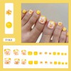 Daisy Flower False Toenails Glossy Yellow Press on Toenails Short