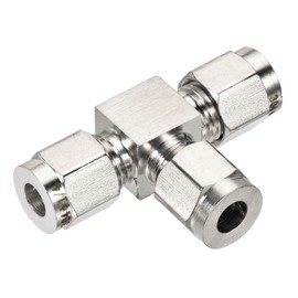 YOKIVE Quick Connect Air Line Compression Fitting, 304 Stainless Steel T Type Tee Union Splitter Connectors | Great for Pipes (Silver Tone, 1/4-Inch OD Tube)
