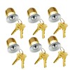 WAHLINPARTS 6Set Brass Mortise Door Cylinder Locks 1 1/4" Replacement Lock Mortise Cylinder