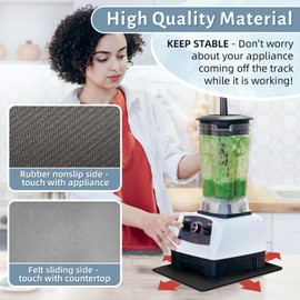 LOPNUR 14"x10" Small Appliance Slider, Appliance Sliders for Kitchen Appliances, 360° Rotating Sliding Tray for Coffee Maker, Heat Resistant Mat Cut to Fit Stand Mixer Air Fryer Microwave, Gray