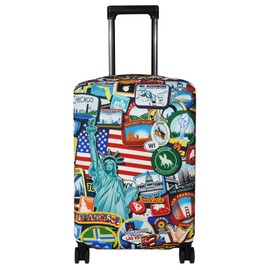 Explore Land Travel Luggage Cover Suitcase Protector Fits 27-30 Inch Case (Statue of Liberty, L)
