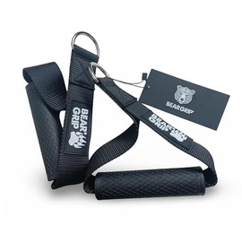 BEAR GRIP - Cable Machine Handles, Resistance Band Handles, Strong Nylon Webbing and D-Ring for gym and home workouts (Sold in Pairs)