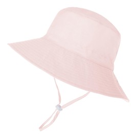 Kids Sun Hat Toddler Beach Summer Hats UPF 50+ for Kids Girls Bucket Hat Adjustable Cap Pale Pink 4-8 Years