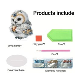 Syntego 5D DIY Beautiful White Owl Tabletop Diamond Painting Kit Crystal Rhinestone Approx 24cm x 18.5cm Acrylic Decoration