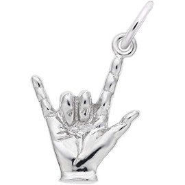 Rembrandt Charms Sterling Silver I Love You Hand Sign Charm