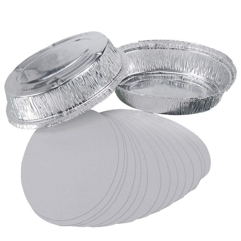 Aluminium Foil Oval Baking Tray with Paper Lid [200Pcs] Silver