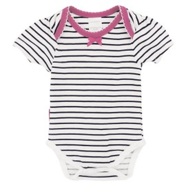 Blue Banana Baby Girls Bodysuit Short Sleeves, Navy Stripe, 1 Month