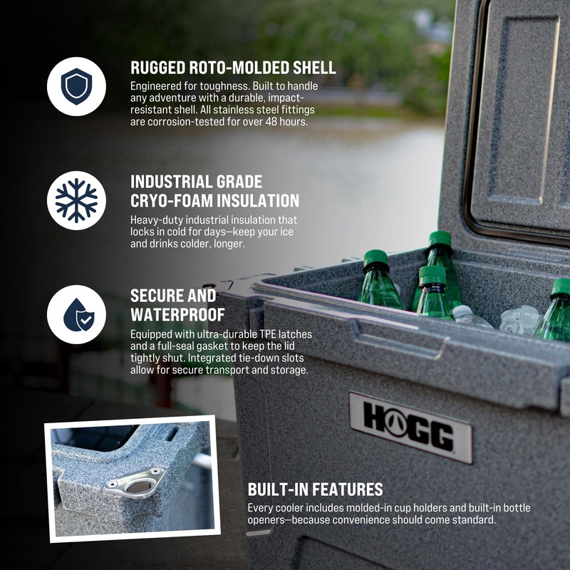 Hogg 20 qt Hard Cooler with Handle, Insulated Portable Cooler,